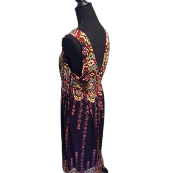 Plus Size 2X sleeveless V Neck maxi dress Y2K Rhapsody Paisley Print - Picture 2 of 5